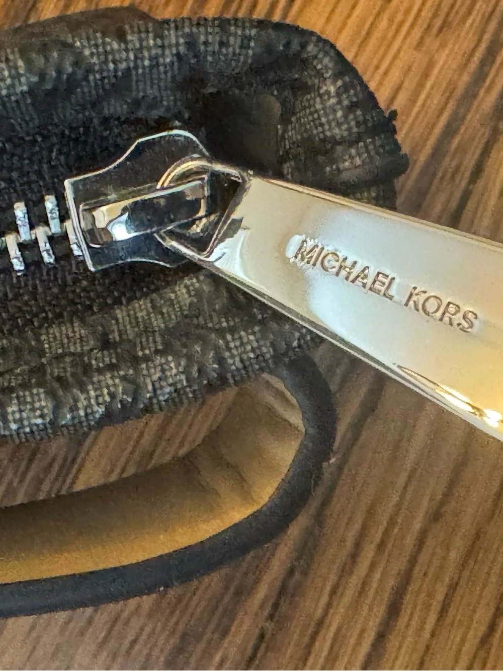 Michael Kors Black Crossbody Belt Bag with Gray and White Racing Stripe